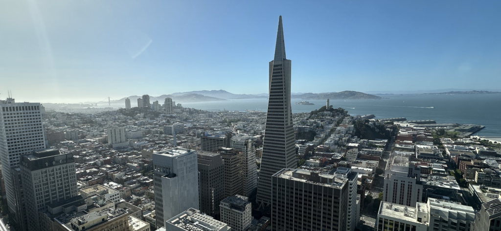 A view of the city from above.
