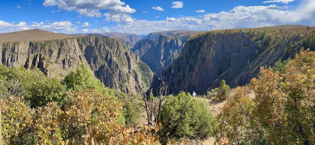 A view of the black canyon from the top of a mountain.